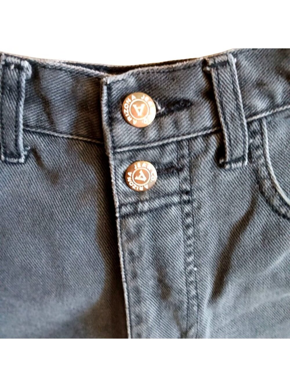 Vintage Arizona Jean Co. Shorts 26" Sz 7 Black Fade Denim High-Waist Rolled Hem